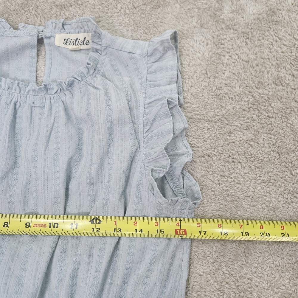 Listicle Tiered Ruffle Dress L Light Blue Cottagecore Spring Romantic Picnic - Picture 6 of 10